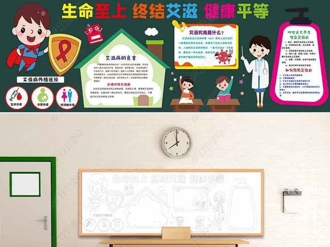 防艾滋校园行黑板报 防弱水黑板报图片素材