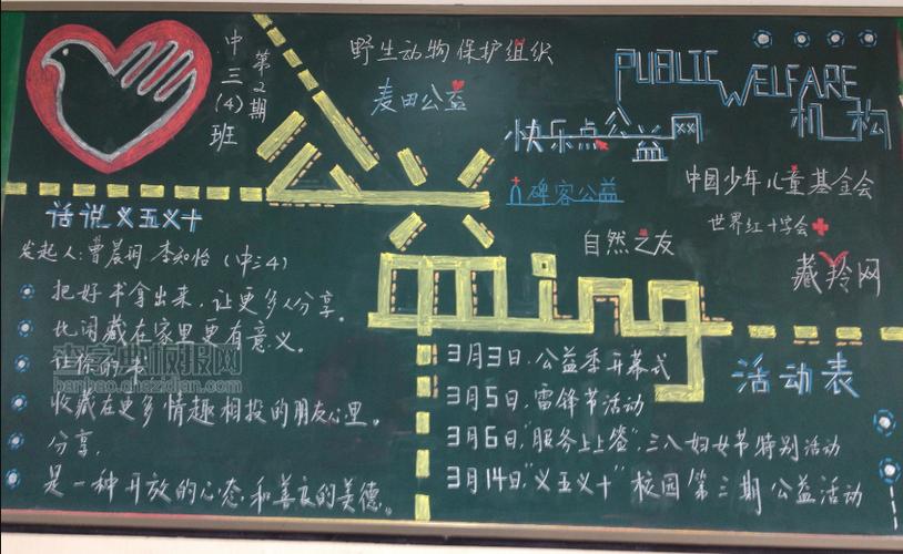 慈善黑板报 黑板报图片大全