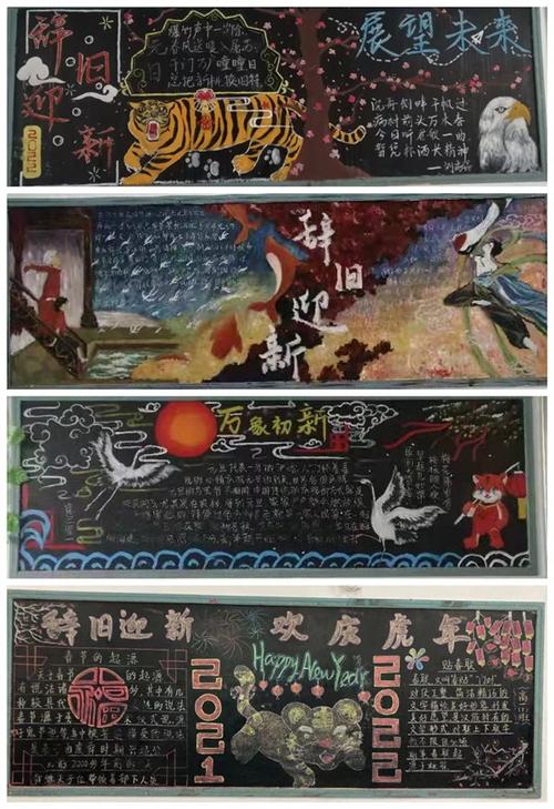 辞旧迎新相关黑板报 迎新年黑板报图片大全