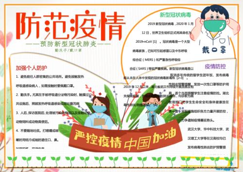 预防新冠肺炎电子手抄报 电子手抄报