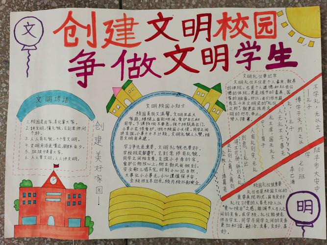 关于文明校园建设的手抄报 文明校园手抄报