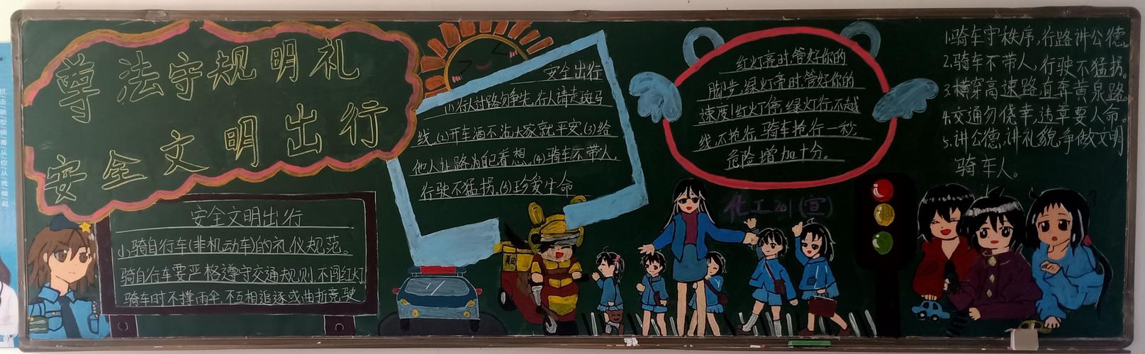 春游出行安全为主题黑板报 安全主题黑板报图片素材