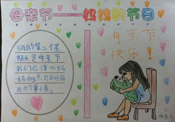 用彩铅画母亲节手抄报 母亲节手抄报