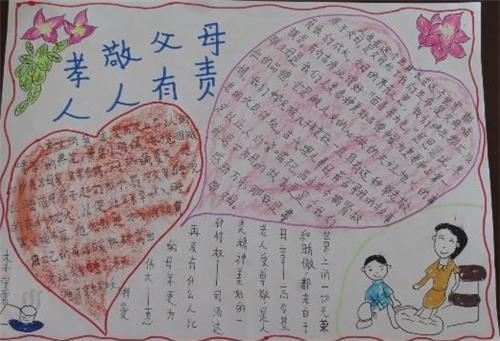 孝敬友善节俭手抄报 孝敬父母手抄报