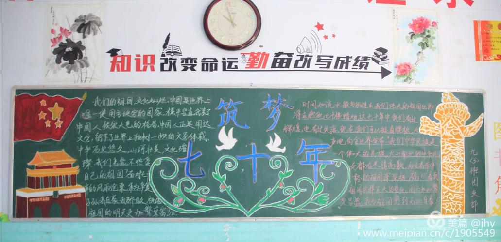 初一70周年黑板报 70周年黑板报图片素材