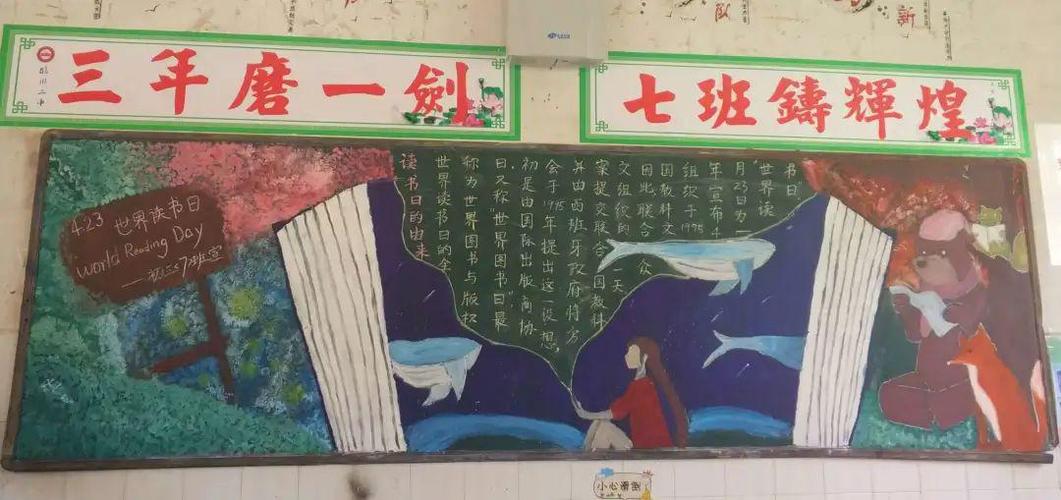世界读书日水粉黑板报 水粉黑板报图片大全