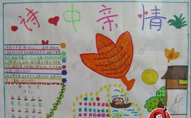 三年级诗中亲情诗画手抄报 三年级手抄报