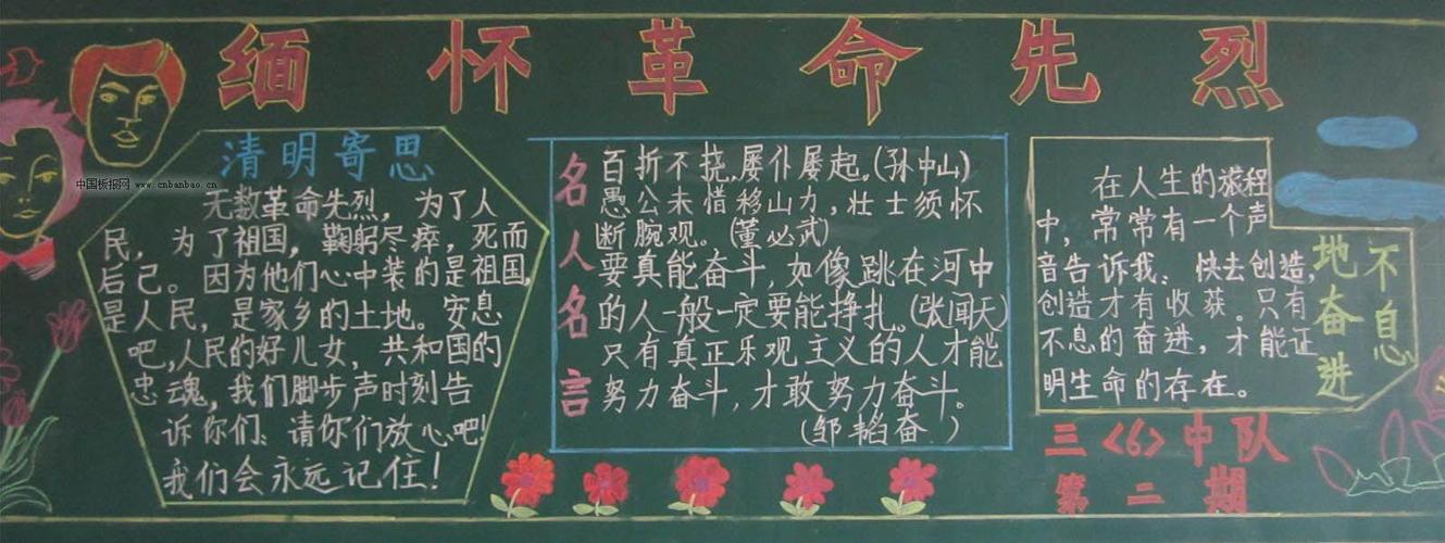 清明缅怀革命先烈的黑板报 缅怀先烈黑板报图片素材