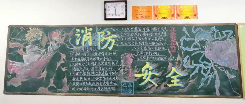 高中优秀消防为主题的黑板报 优秀黑板报图片素材