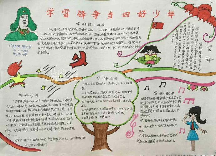 学雷锋见行动可可手抄报 学雷锋手抄报
