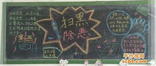 小学生扫黄除恶黑板报 小学生黑板报图片素材