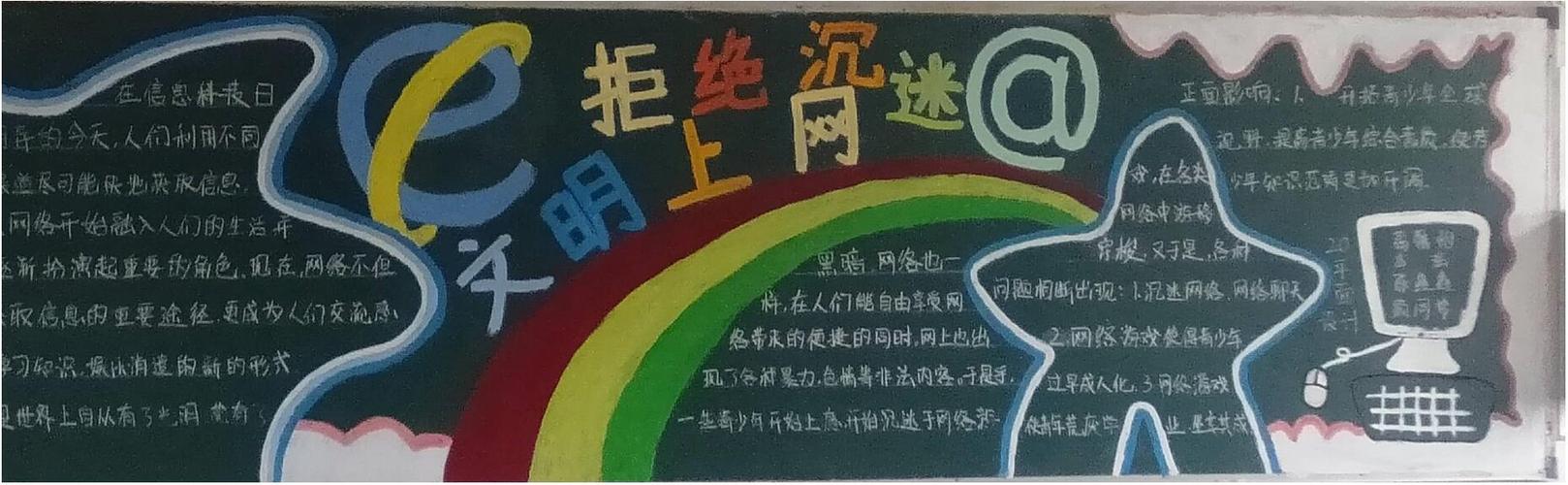 关于防止学生沉迷网络上黑板报 网络安全黑板报图片素材