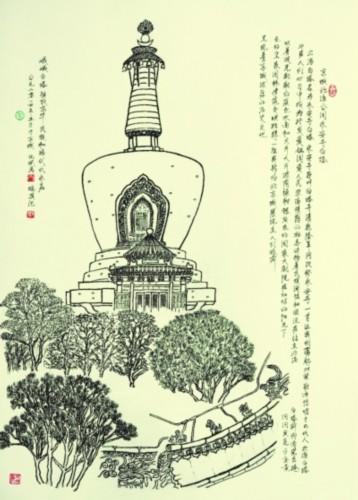 北海公园白塔手抄报 手抄报简单又好看