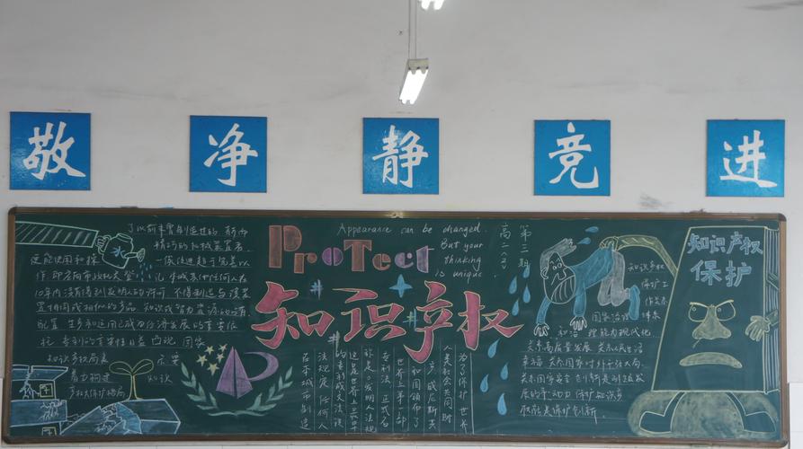 维护知识产权的黑板报 黑板报图片素材