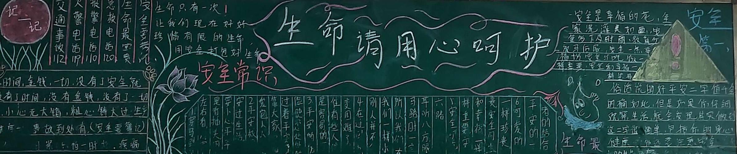 生命无价黑板报 黑板报图片素材