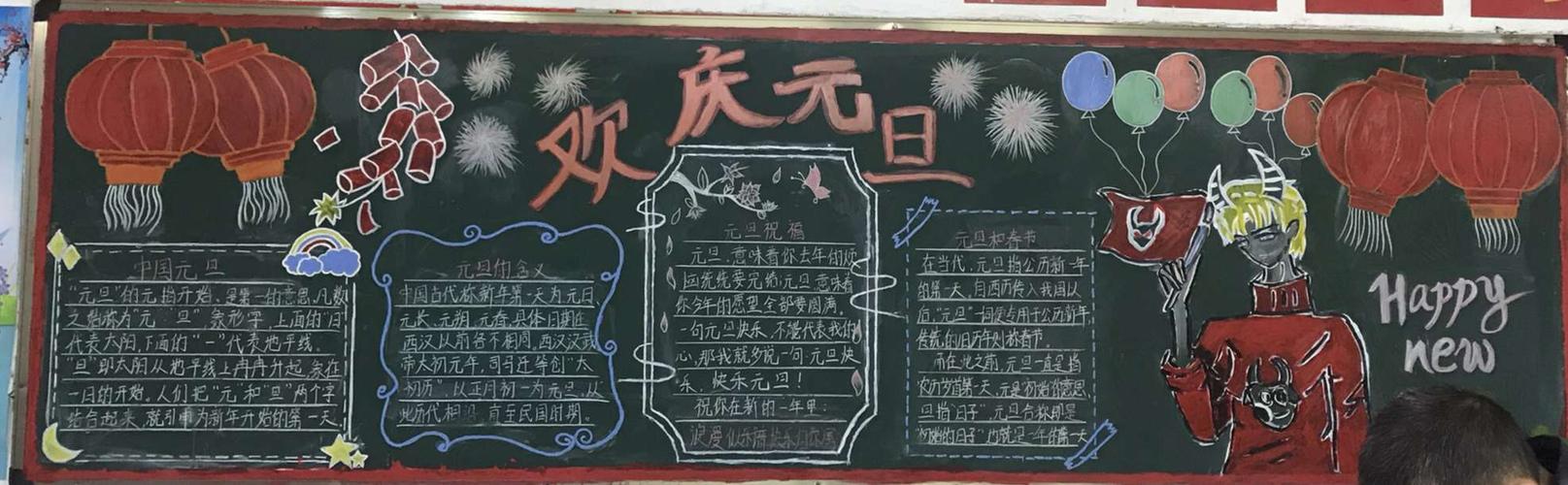 2018年元旦中学英语黑板报 英语黑板报图片素材