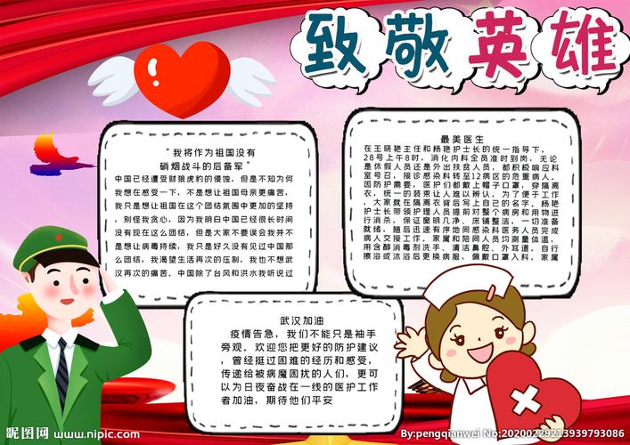 抗击肺炎英雄哀悼手抄报 英雄手抄报