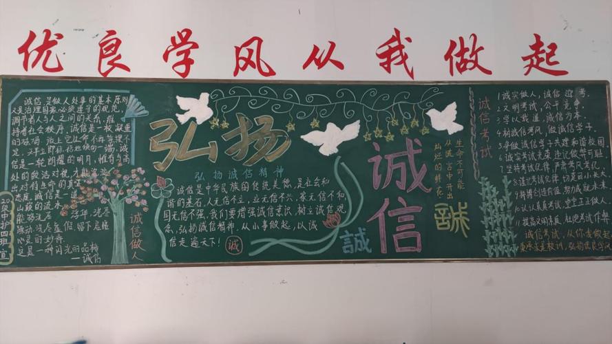 谦逊有礼诚信做人黑板报 诚信黑板报图片素材