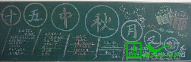 以中秋节为主题黑板报 中秋节黑板报图片素材