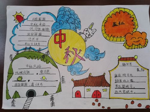 花圆月圆人团圆手抄报 月圆中秋手抄报