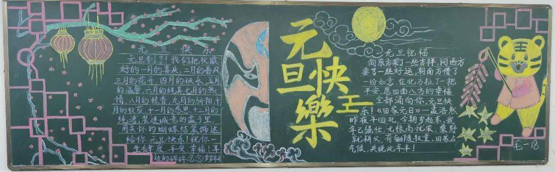 高中生庆元旦创辉煌黑板报 高中生黑板报图片大全