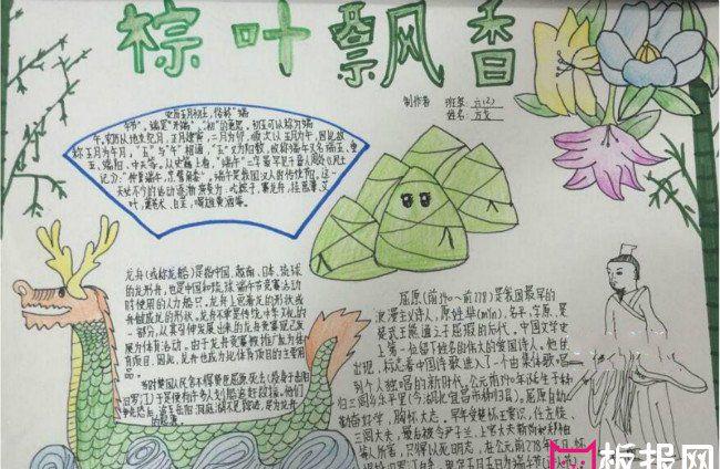 热粽飘香话端手抄报 粽叶飘香手抄报