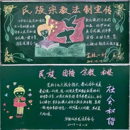民族宗教政策宣传黑板报 民族团结黑板报图片大全