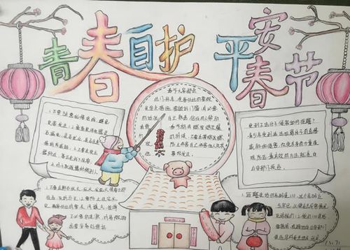 青春自护美丽春节手抄报 安全自护手抄报