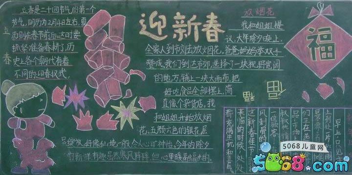 迎春节的黑板报 春节黑板报图片素材