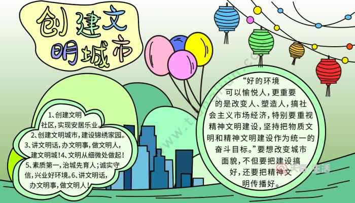 创建文明城共建美好家园手抄报 创建文明城手抄报