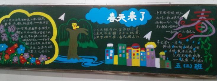 从春季的黑板报 黑板报图片素材