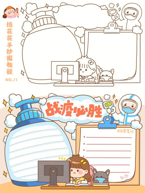 疫情期间在校上课的手抄报 手抄报版面设计图