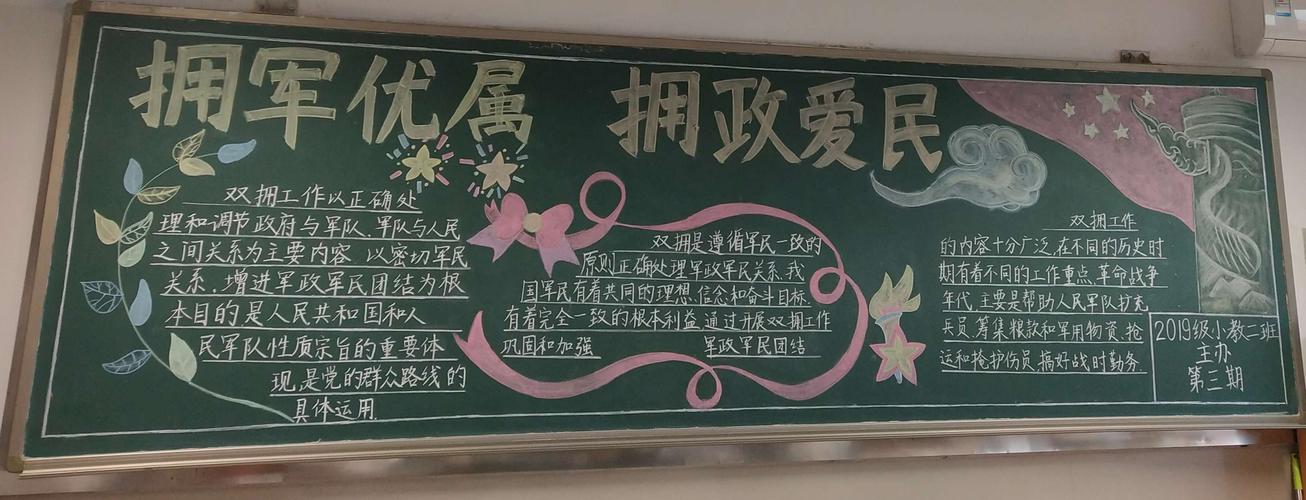 小学二年级国防双拥黑板报 小学二年级黑板报图片大全