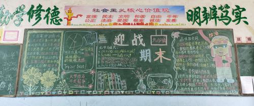 九年级迎接期末黑板报 期末黑板报图片素材