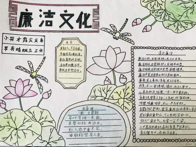 第一等奖的廉润心田的手抄报 一等奖手抄报