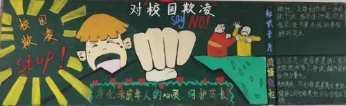 反对凌弱欺生的黑板报 黑板报图片素材