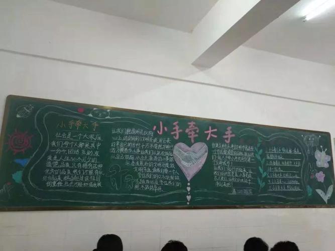 幼儿园小手牵大手黑板报 幼儿园黑板报图片素材