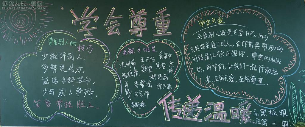 尊重他人尊重自己的黑板报 黑板报图片素材