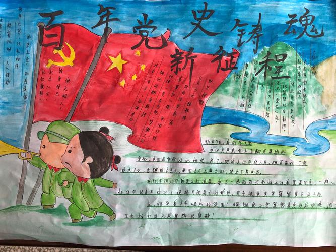 学党史红色主题8k手抄报 8k手抄报