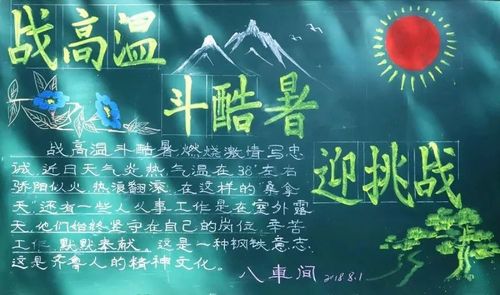 煤矿战高温斗雨季主题黑板报 主题黑板报图片素材