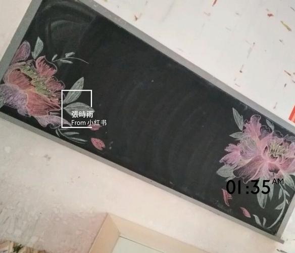 牡丹花团锦簇黑板报 黑板报图片素材