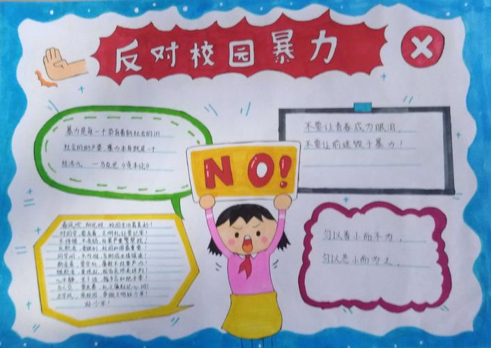 拒绝暴力营造和谐校园主题手抄报 和谐校园手抄报