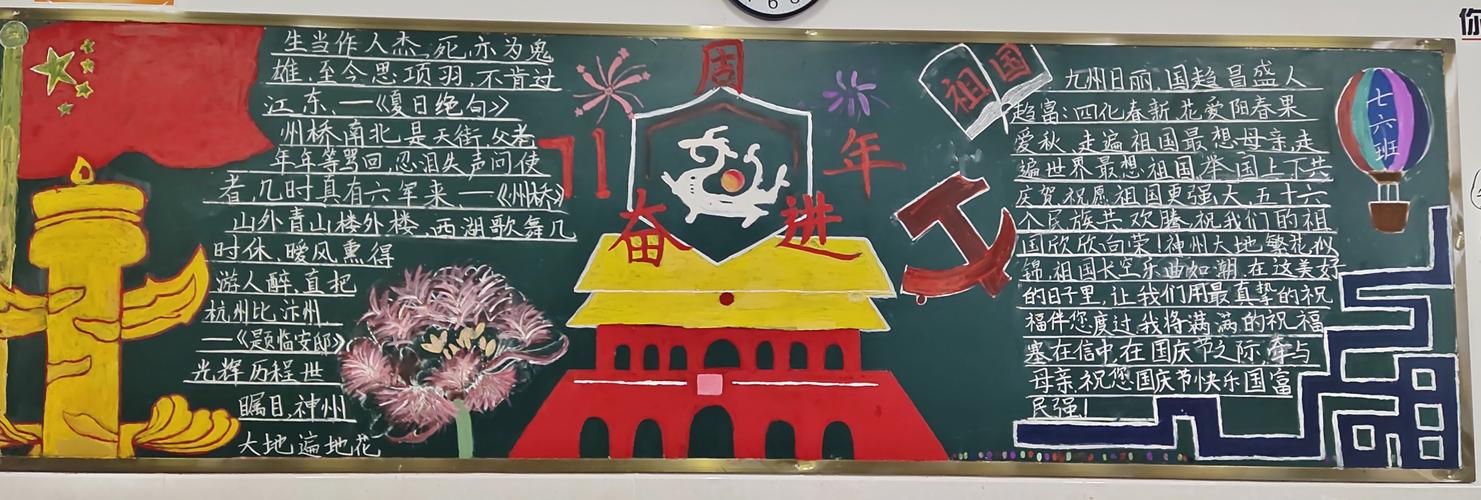 我与祖国共奋斗主题黑板报 我和我的祖国黑板报图片素材