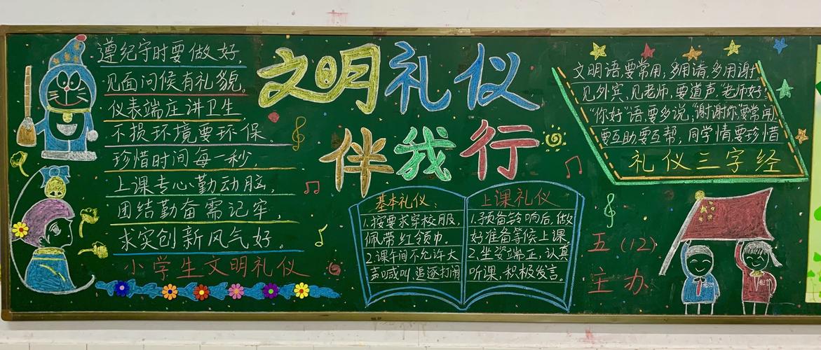 文明礼仪伴我行手抄黑板报 文明礼仪黑板报图片大全