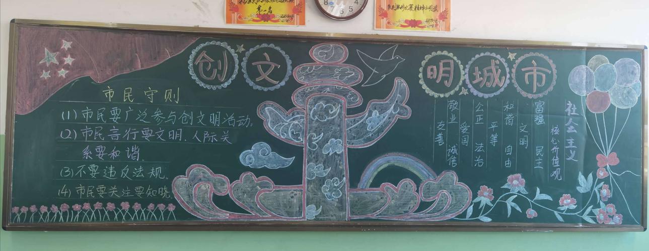 二年级关于创全黑板报 二年级黑板报图片大全