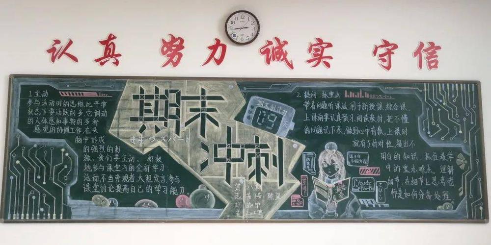 为期末奋战黑板报 期末黑板报图片素材