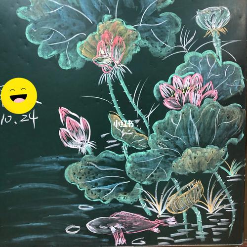 小路荷花河有关黑板报 黑板报图片素材