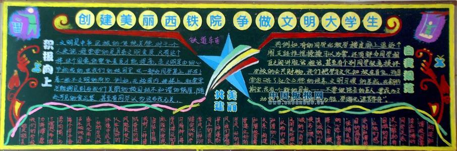 关于文明大学生的黑板报 大学生黑板报图片素材