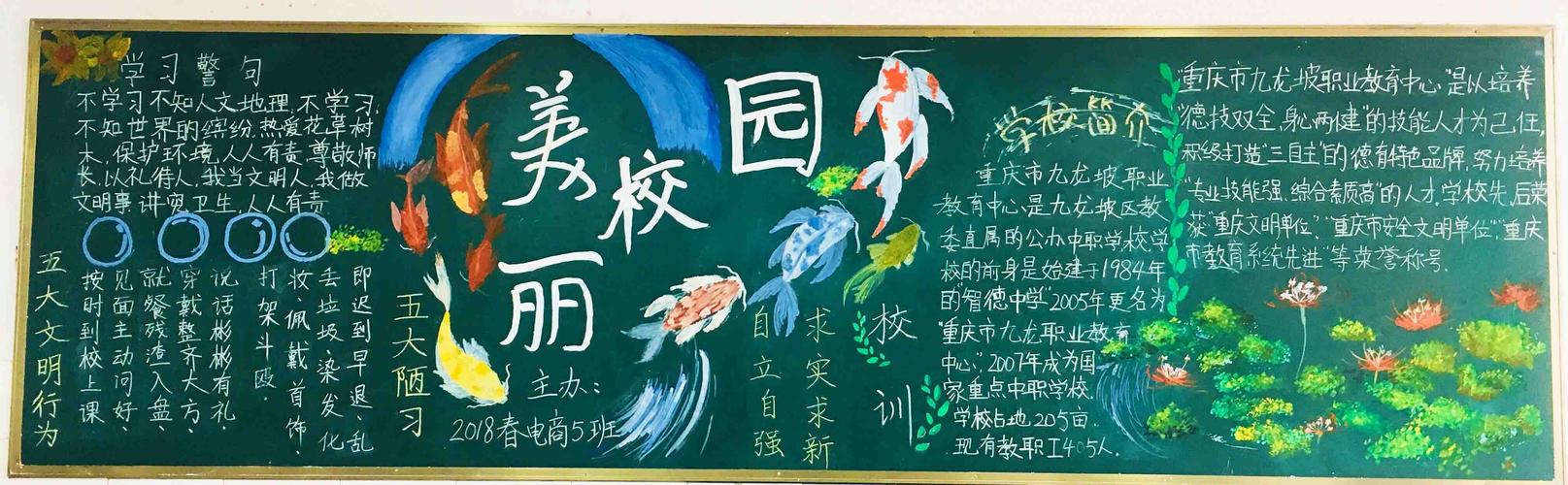 美丽校园靠大家黑板报 校园黑板报图片素材