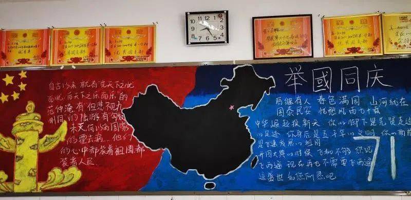 围绕新中国成立70周年的黑板报 70周年黑板报图片大全